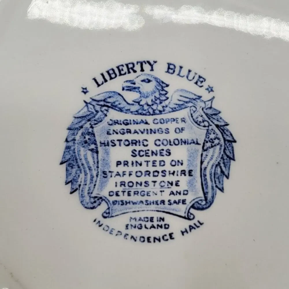 Staffordshire Vintage Liberty Blue 1776 Colonial Transferware 2 Dinner Plate 3-5
